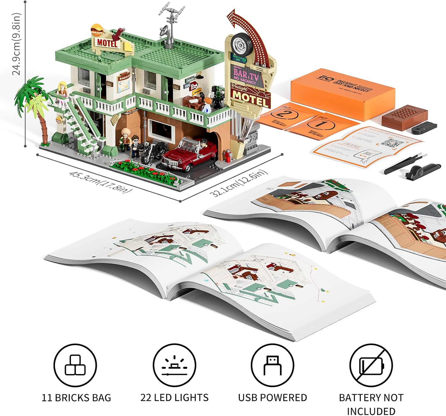 Lumibricks Funwhole F9054 Twilight Motel / City Car-Motel – Bild 2