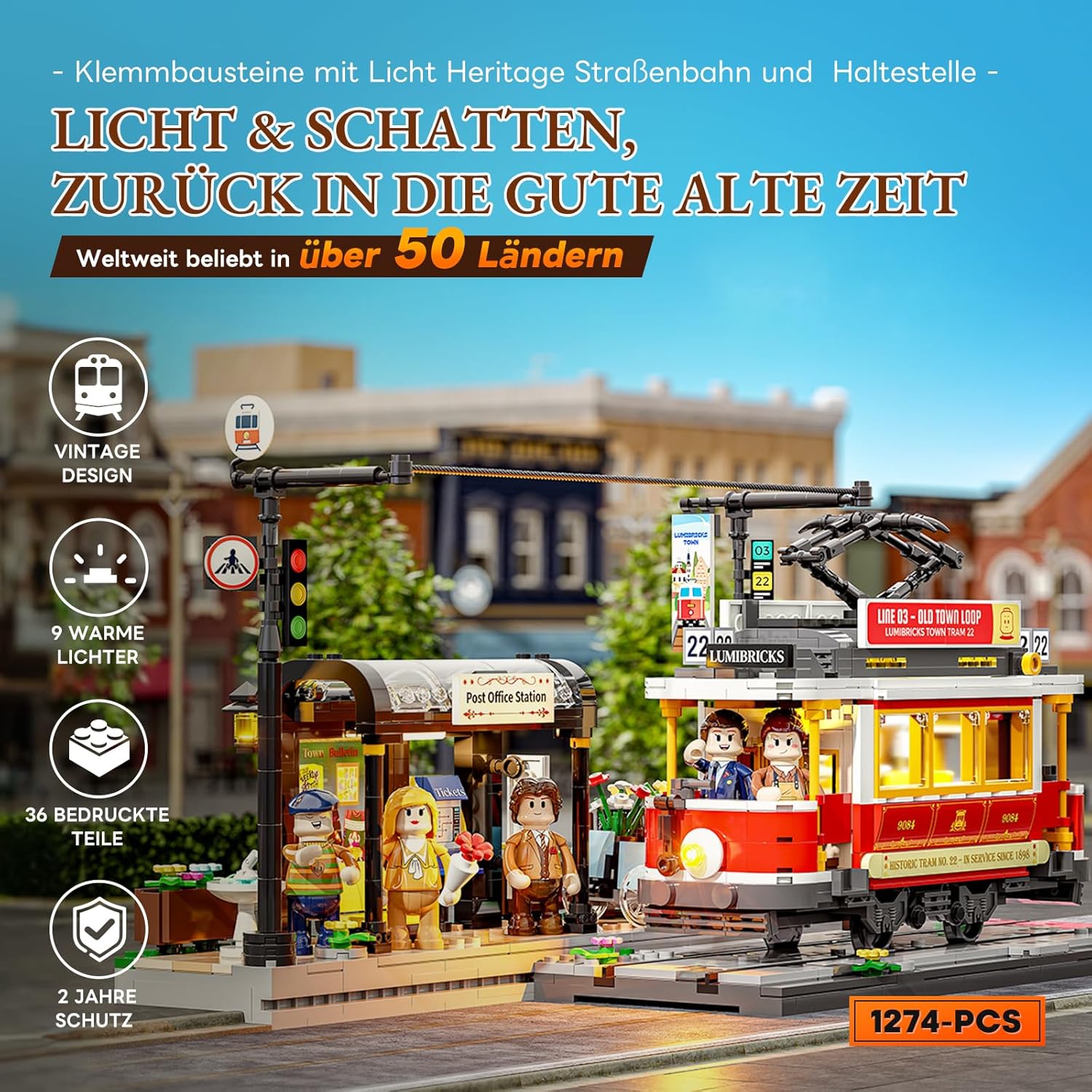 Lumibricks Funwhole Heritage Tram & Station L9084 – Bild 5